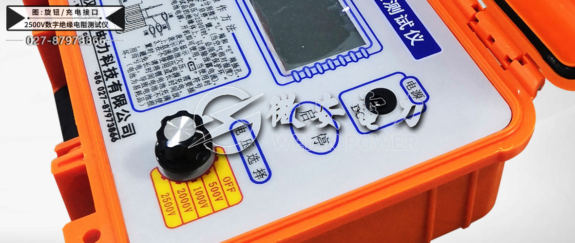 2500V數(shù)字絕緣電阻測試儀旋鈕/充電接口
